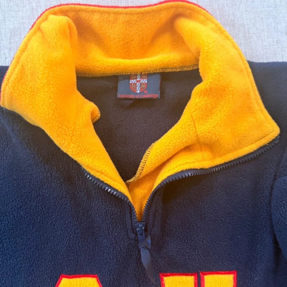 University of Cambridge Fleece Quarter Zip men's XXL Colorblock made in UK